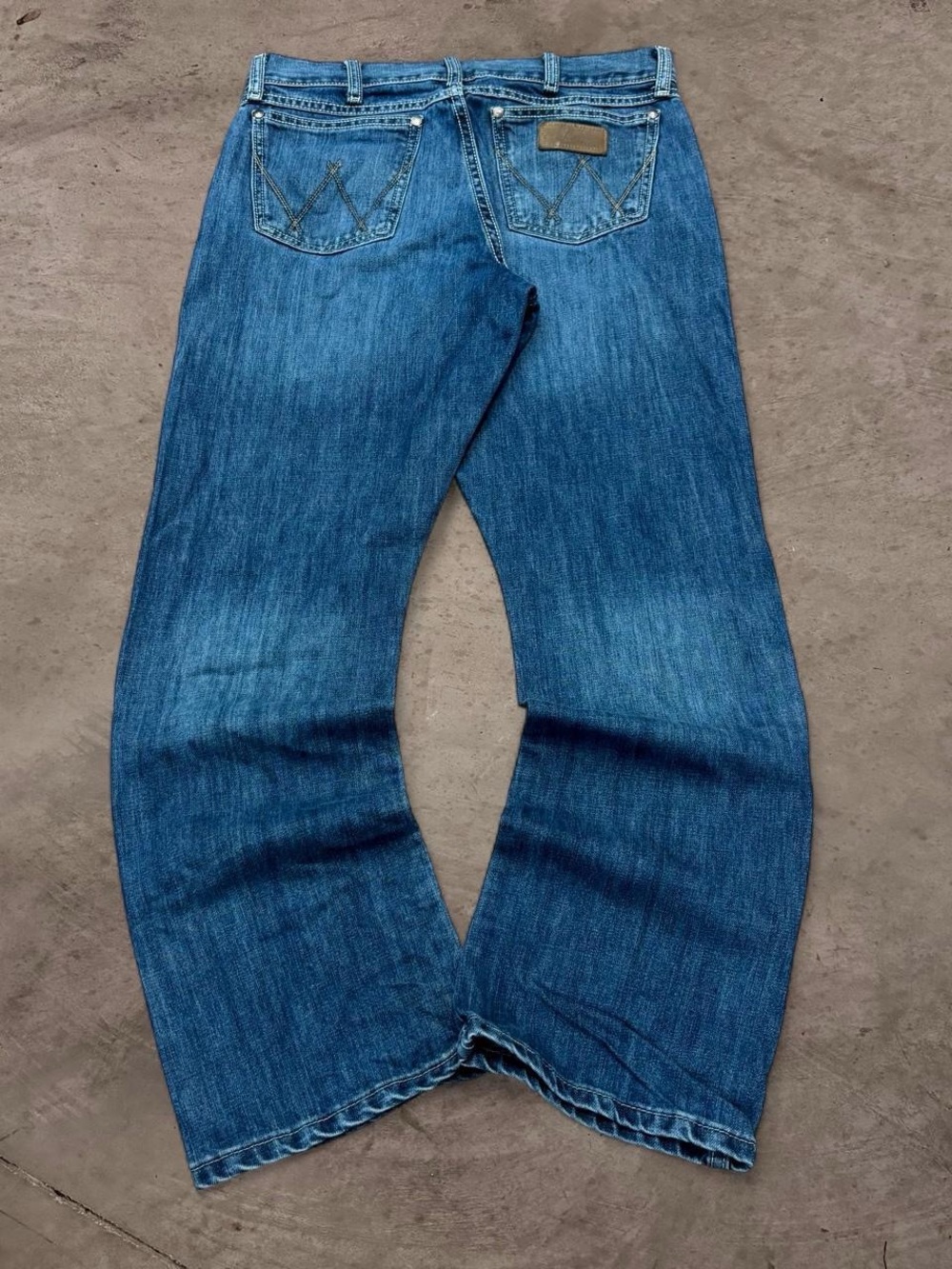 wrangler patch bootcut jeans